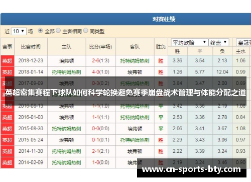 英超密集赛程下球队如何科学轮换避免赛季崩盘战术管理与体能分配之道